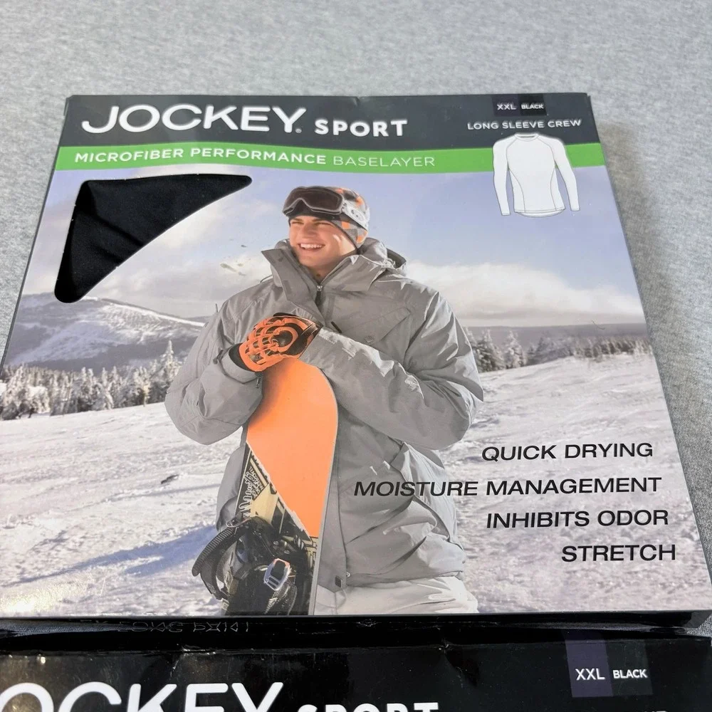 Jockey Sport Baselayer Set Mens XXL Black Microfiber Performance Top & Pants